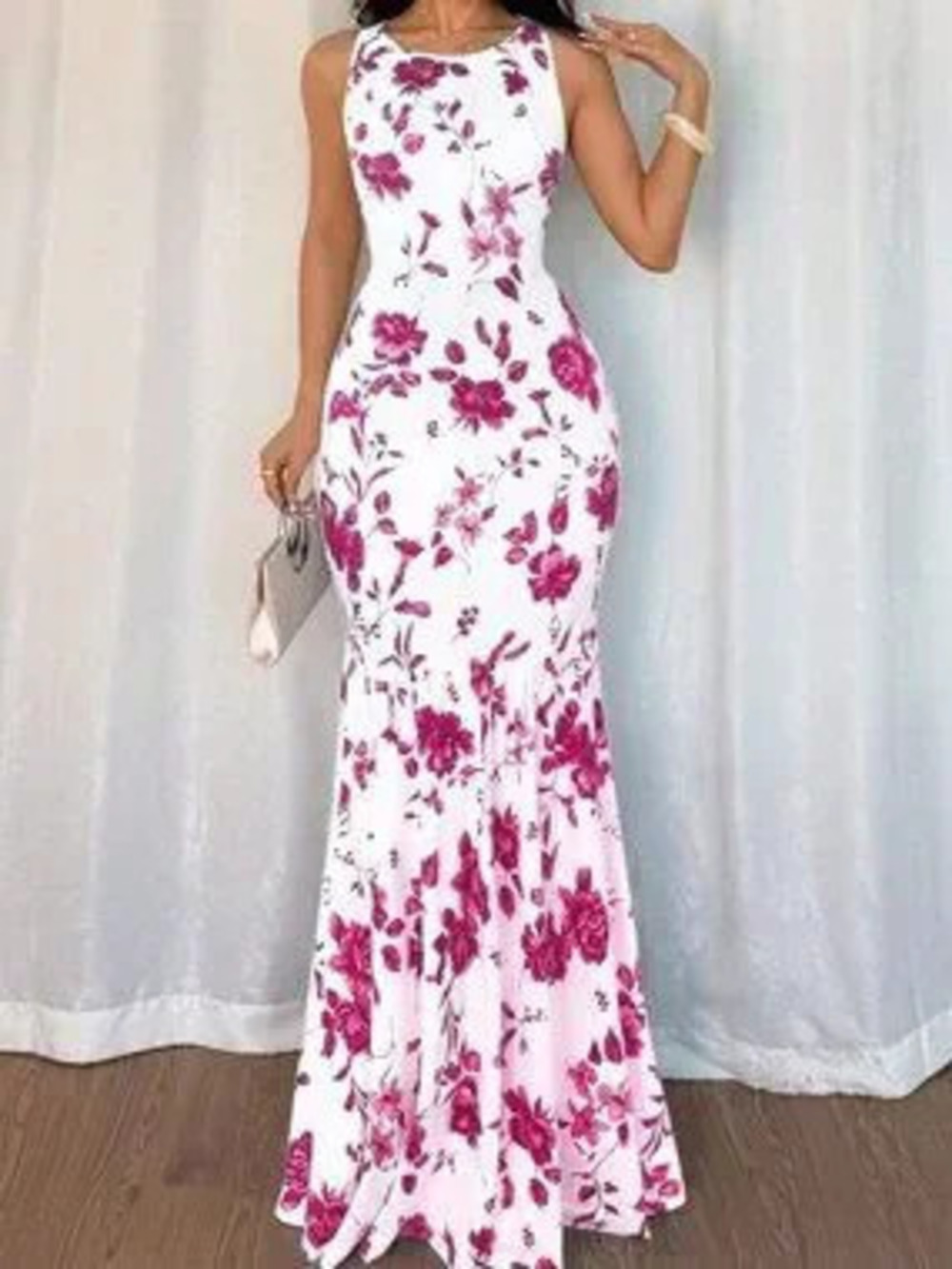 ZARA Multicolor Elegant Women's Sleeveless Maxi Printed Dress